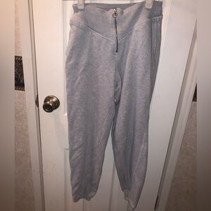 Aerie women’s Light Gray Joggers with zipper detail